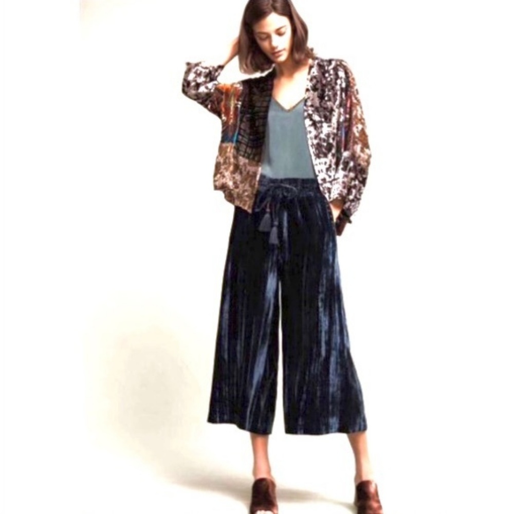 Hei Hei Anthropologie Velvet Wide Leg Pants